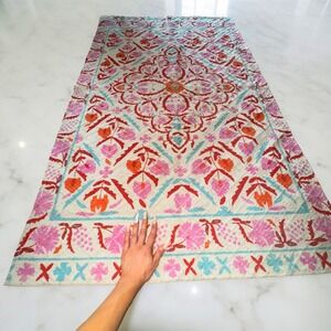New 5x3 Pink Cotton Rug Floral Medallion Accent Area Bohemian Style Printed Boho